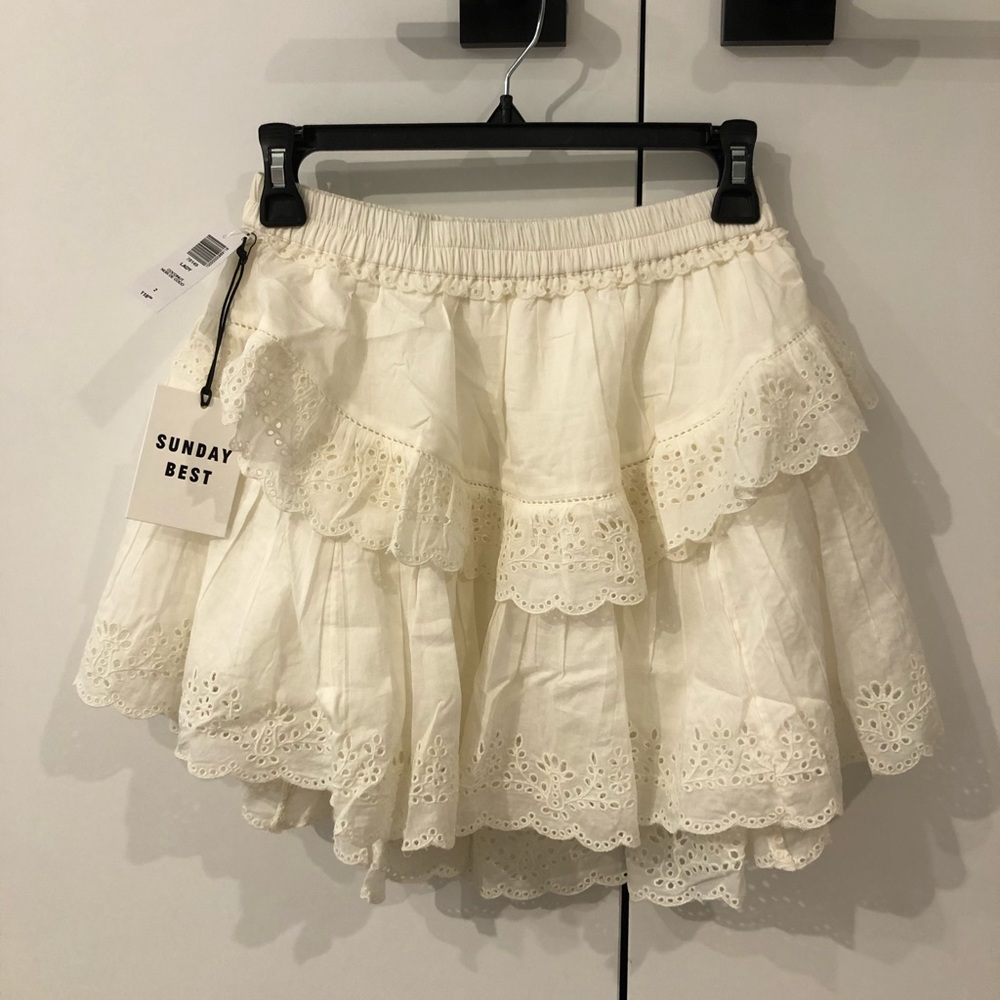 Cream embroidered skirt